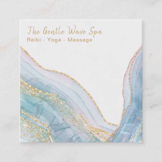 *~* Turquoise AGATE Gold Glitter     Business Card (Front)