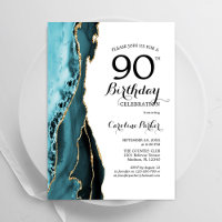 Turquoise Agate Gold White 90th Birthday