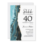 Turquoise Agate Gold White Surprise 40th Birthday