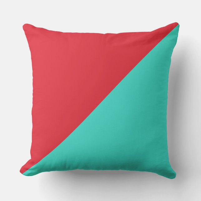Turquoise & Alizarin crimson Solid Colour Cushion (Front)