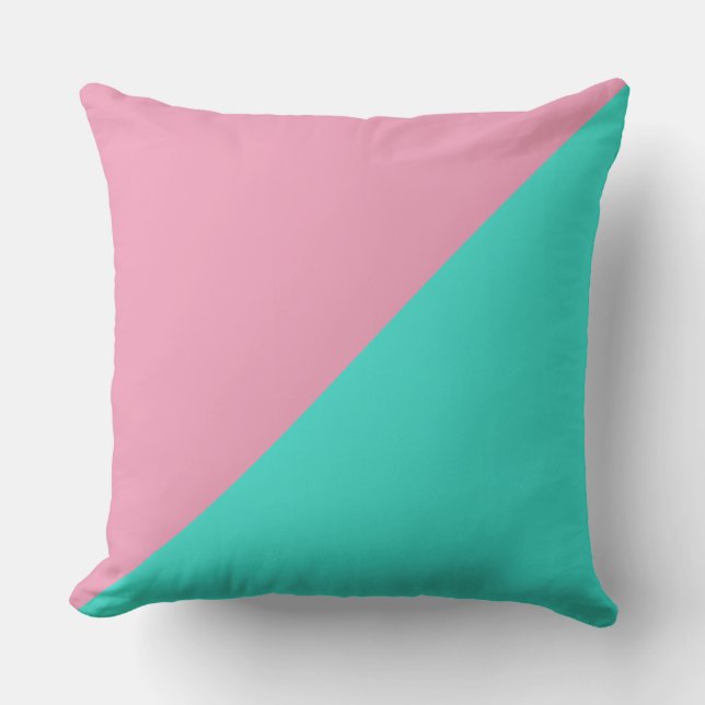 Turquoise & Amaranth pink Solid Colour Background Cushion (Front)