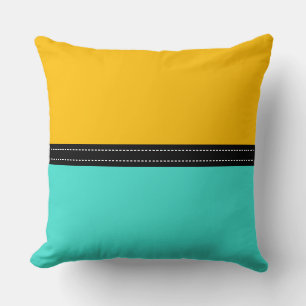 Turquoise & Amber Solid Colour Background Cushion