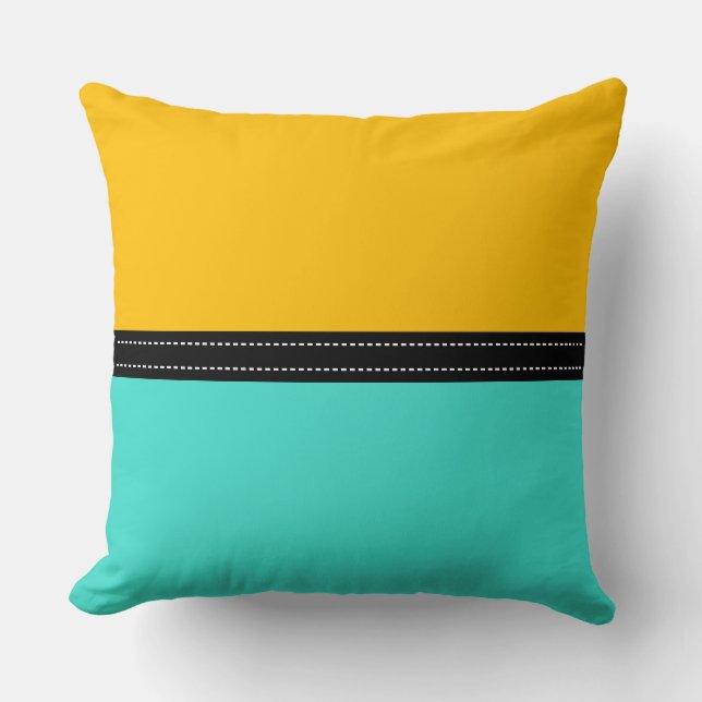 Turquoise & Amber Solid Colour Background Cushion (Front)