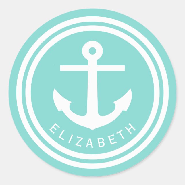 Turquoise Anchor Monogram Envelope Seals Favour Ta (Front)