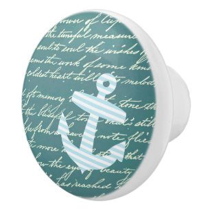Turquoise Anchor Nautical Drawer knob