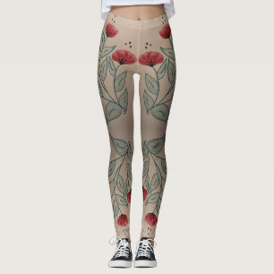 Turquoise and Barn Red Leggings