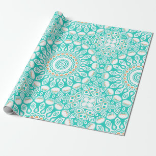 Turquoise and Beige Ocean Mandala Pattern Wrapping Paper