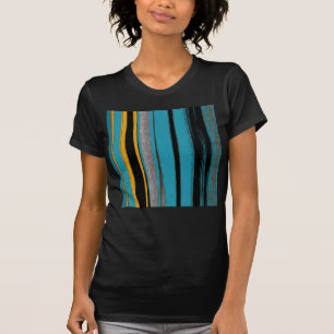 Turquoise And Black - Abstract Art Stripes T-Shirt