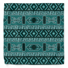 Turquoise And Black Aztec Pattern Bandanna