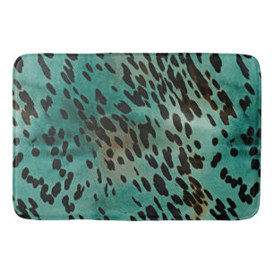 Turquoise and Black Bath Mat
