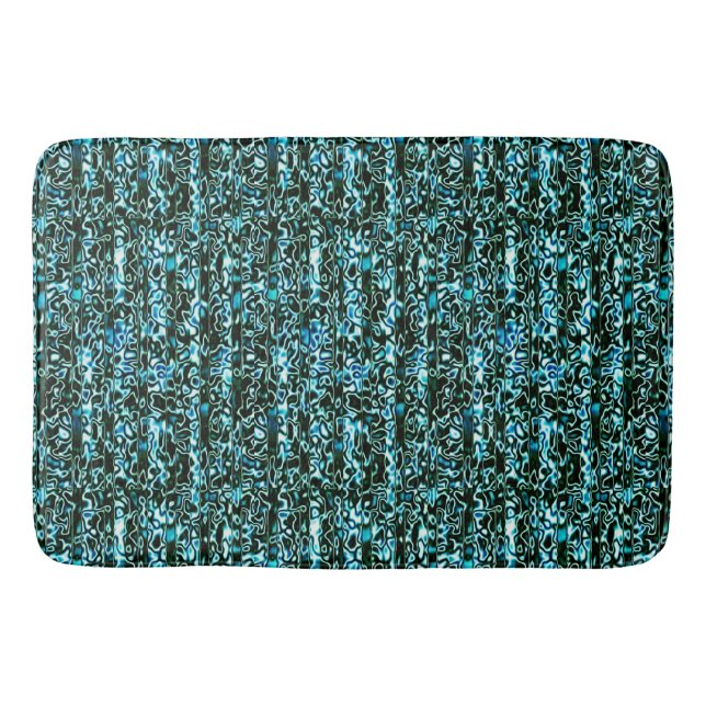 Turquoise and Black Cheetah Print Bath Mat (Front)