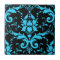 Turquoise and Black Damask Matching Kitchen