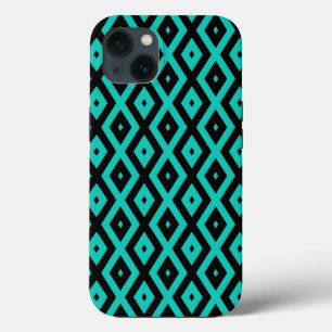 Turquoise and black diamond pattern Case-Mate iPho iPhone 13 Case