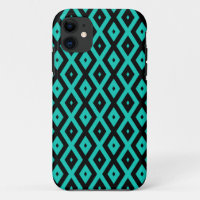 Turquoise and black diamond pattern