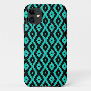 Turquoise and black diamond pattern Case-Mate iPhone case