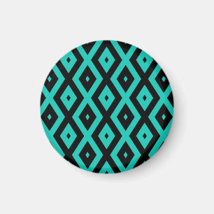 Turquoise and black diamond pattern magnet
