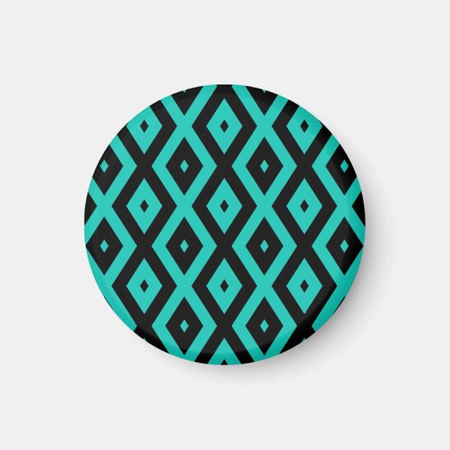 Turquoise and black diamond pattern magnet (Front)