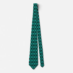 Turquoise and black diamond pattern tie