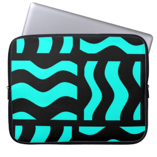 Turquoise and Black Laptop Case Various Sizes