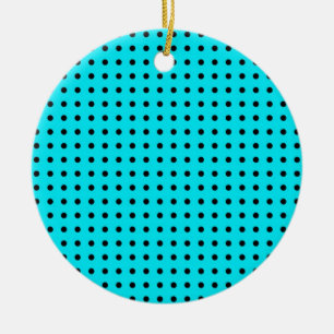 Turquoise and Black Polka Dots Ceramic Tree Decoration