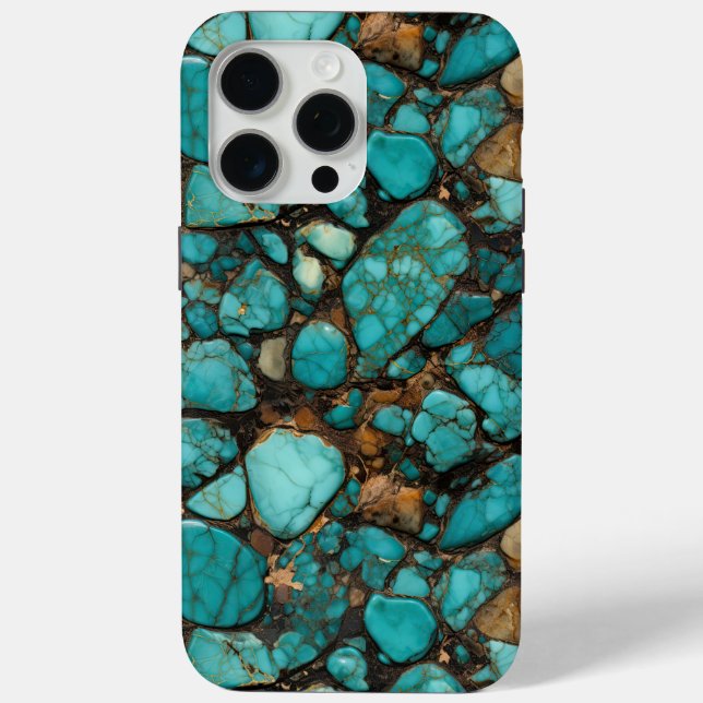 Turquoise and Black Stone Case-Mate iPhone Case (Back)