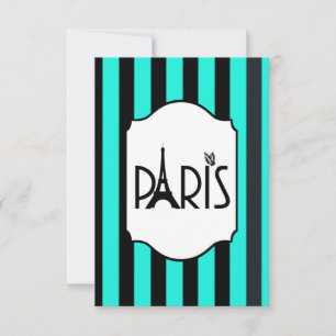 Turquoise and black striped RSVP card
