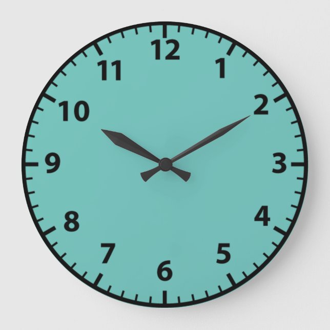 Turquoise and Black Teal Wall Clock (Front)