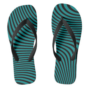 Turquoise and Black Wavy Background Jandals