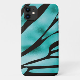 Turquoise and Black Zebra Animal Stripes  Case-Mate iPhone Case