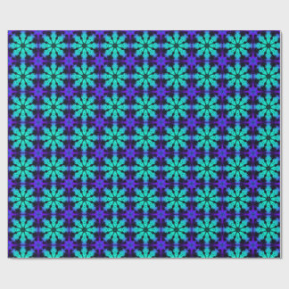 Turquoise and blue Kaleidoscope Fractal Pattern Wrapping Paper