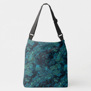 Turquoise and Blue Marble Abstract Crossbody Bag