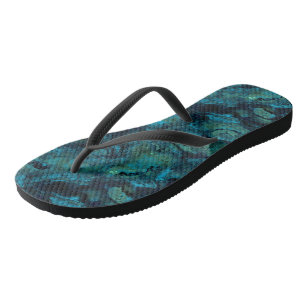 Turquoise and Blue Marble Abstract Jandals