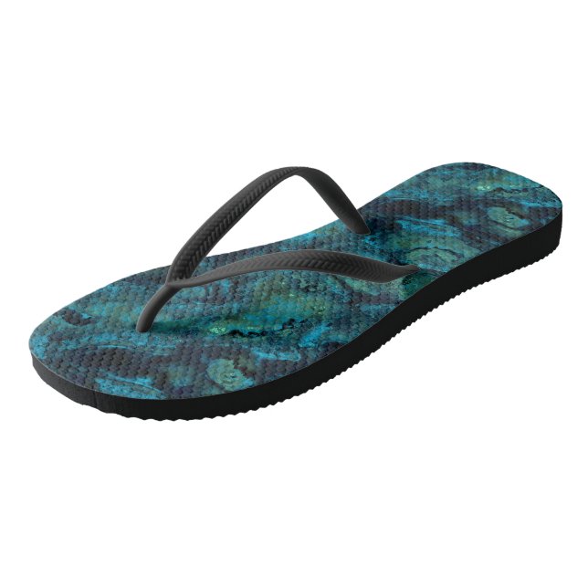 Turquoise and Blue Marble Abstract Jandals (Angled)