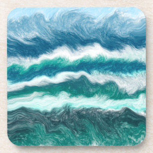 Turquoise and Blue Ocean Waves Coaster