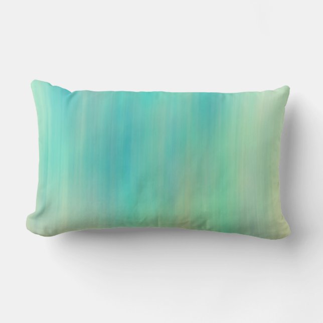 turquoise  and blue ombre painted design modern lumbar cushion (Front)