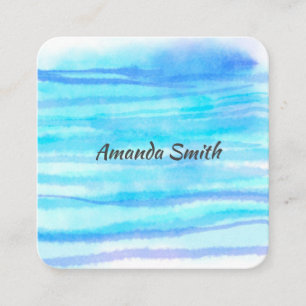 turquoise and blue painted abstract original square business card