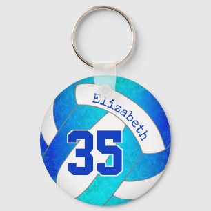 turquoise and blue personalised girly volleyball key ring