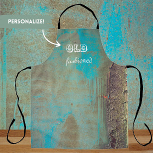 Turquoise and brown abstract apron
