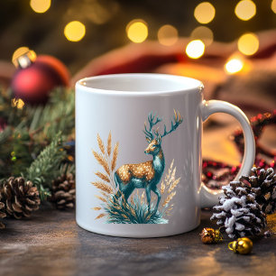 Turquoise and Brown Buck Deer  Coffee Mug