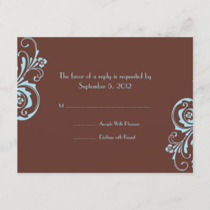 Turquoise and Brown Chic Wedding RSVP Card