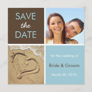 Turquoise and Brown Save the Date Photo Cards
