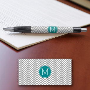 Turquoise and Charcoal Chevrons Custom Monogram