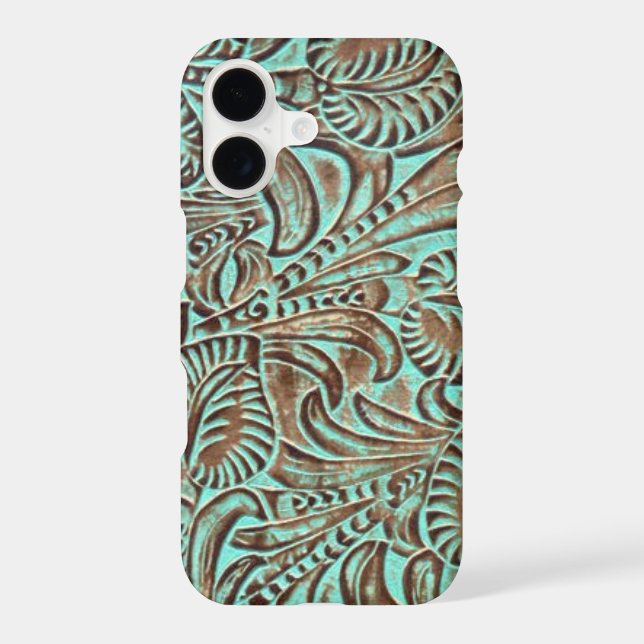 Turquoise and Chocolate Tooled Western Print (Back)