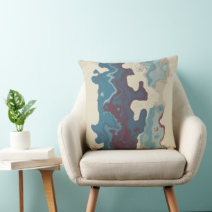 Turquoise and Clay Red Abstract 2 Cushion