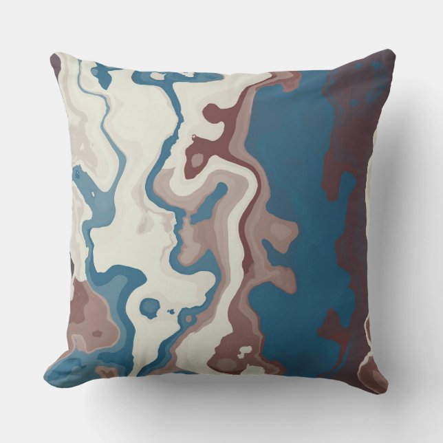 Turquoise and Clay Red Abstract Cushion (Front)