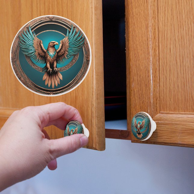 Turquoise and Copper Eagle Ceramic Knob (Creator Uploaded)