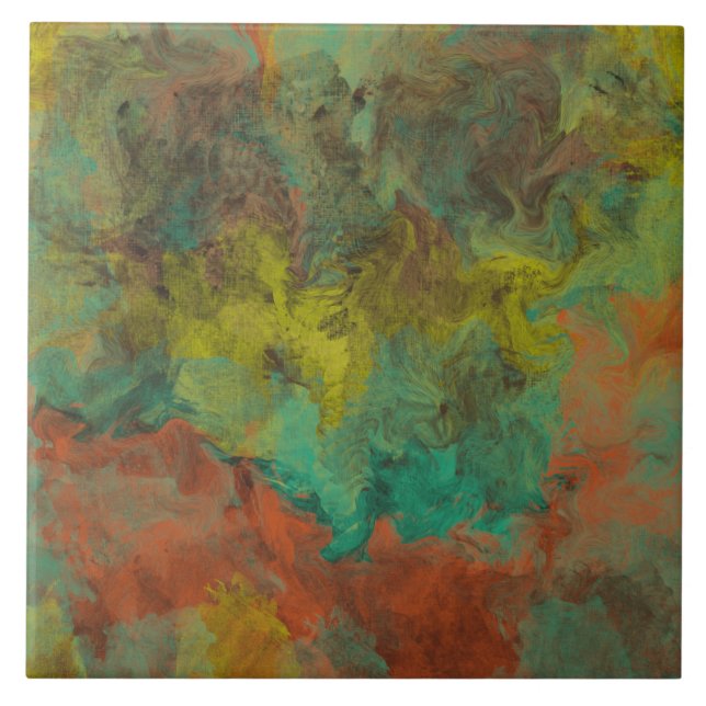 Turquoise and Copper with Gold Accents Tile (Front)
