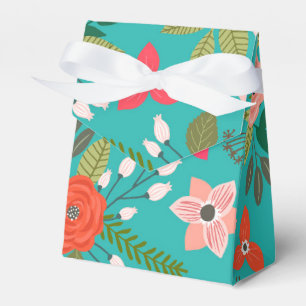 Turquoise and Coral Floral Favour Box