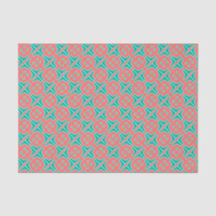 Turquoise and Coral Unique Pattern Tissue Paper
