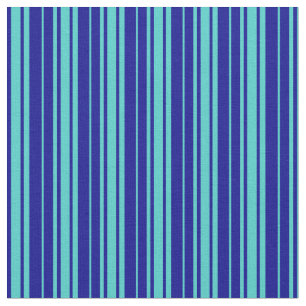 Turquoise and Dark Blue Coloured Lines Pattern Fabric
